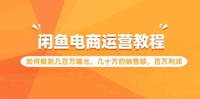 （9560期）闲鱼电商运营教程：如何做到几百万曝光，几十万的销售额，百万利润.-尤课网创