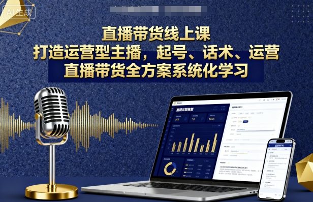 直播带货线上课，打造运营型主播，起号、话术、运营，直播带货全方案系统化学习-尤课网创