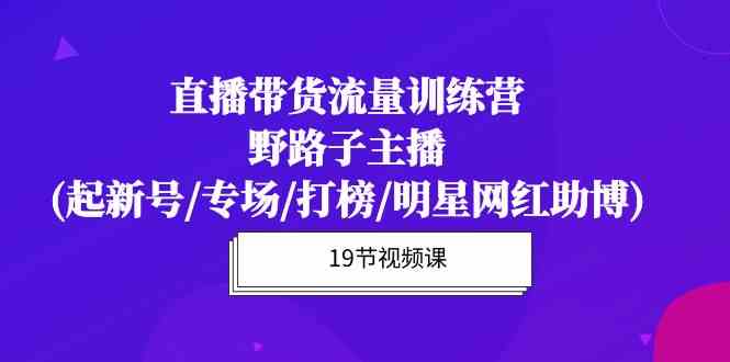 直播带货流量特训营，野路子主播(起新号/专场/打榜/明星网红助博)-尤课网创