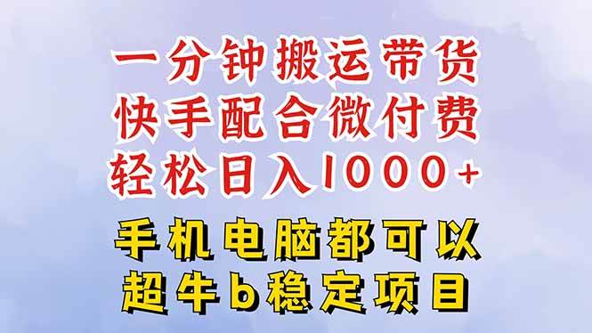 （16285期）快手黑科技一分钟搬运带货，一刀不剪过原创，微付费投流玩法，轻松日入…-尤课网创