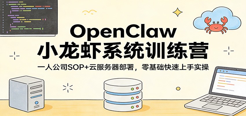 OpenClaw小龙虾系统训练营：一人公司SOP，云服务器部署，零基础快速上手实操-尤课网创