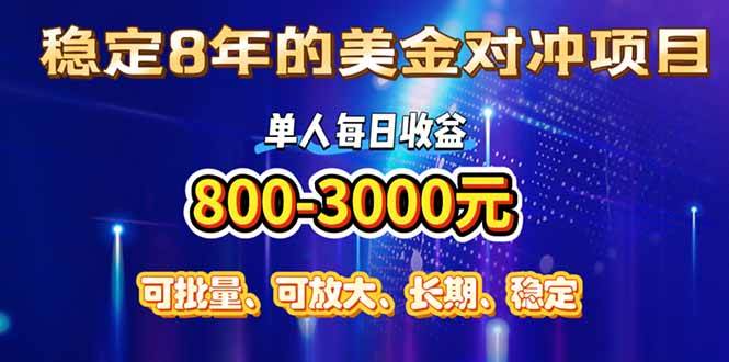 （15782期）稳定8年的美金对冲创业项目，单人每日收益800-3000，小众暴力项目-尤课网创