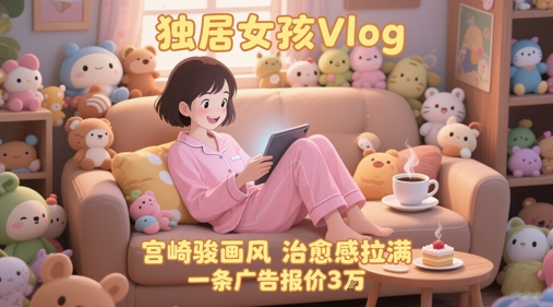 单个账号涨粉71W！用AI制作独居女孩Vlog，宫崎骏画风，治愈感拉满，一条广告报价3W-尤课网创