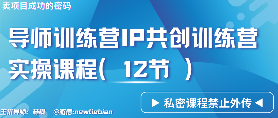 导师训练营3.0IP共创训练营私密实操课程（12节）-卖项目的密码成功秘诀-尤课网创