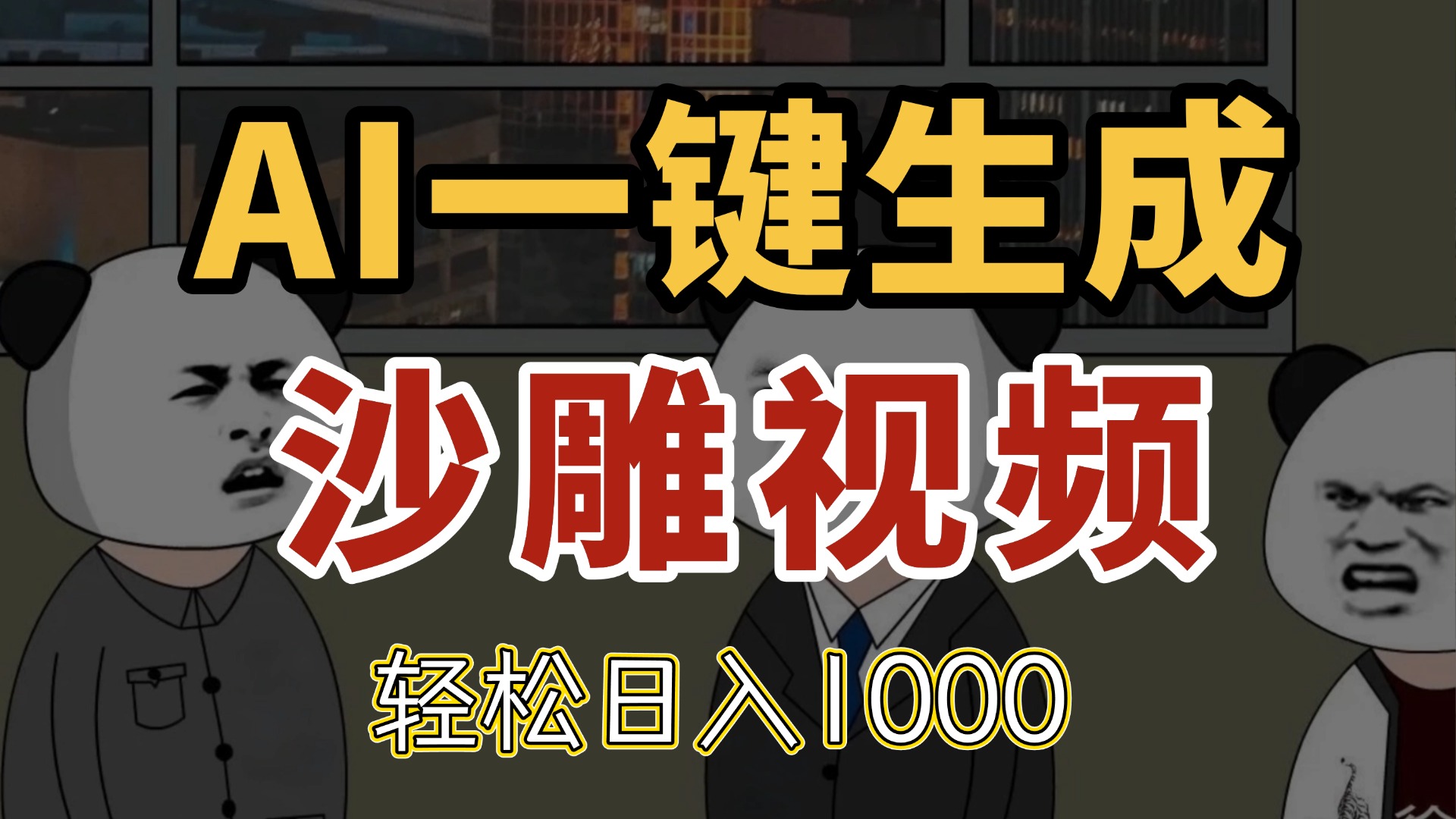AI一键生成沙雕视频，一条视频千万播放，轻松日入1000-尤课网创