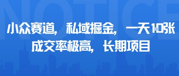 小众赛道，私域掘金，一天多张，成交率极高，长期项目-尤课网创