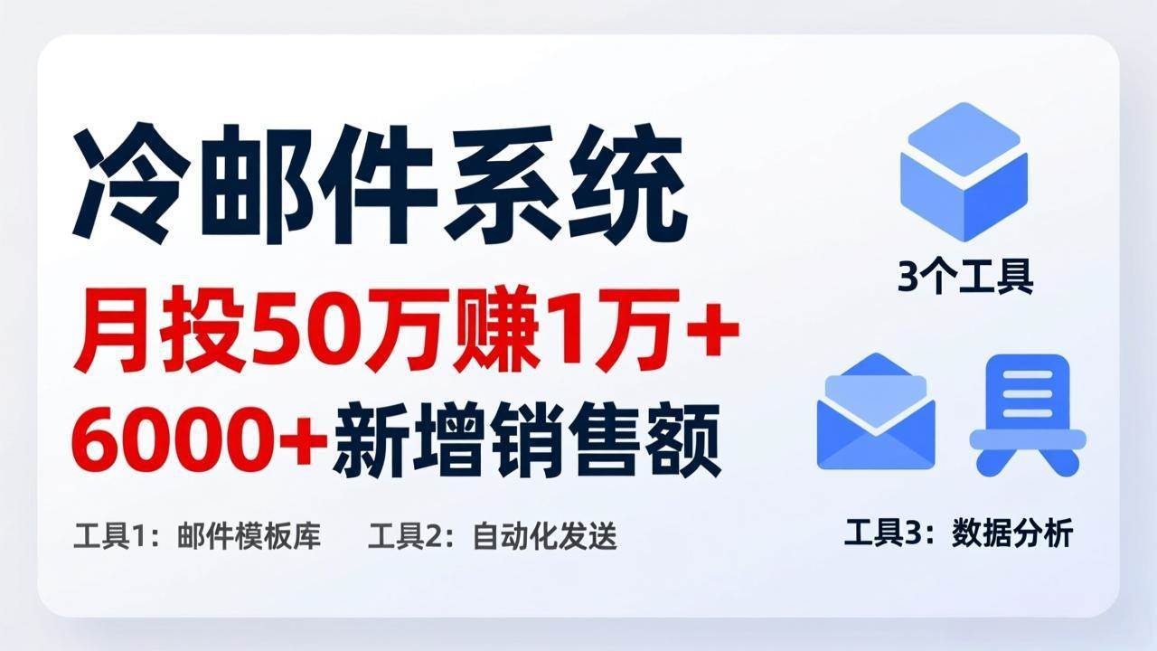 （17469期）月投 50 刀赚 1 万 +！冷邮件系统：6000 + 新增销售额，靠 3 个工具轻松搞-尤课网创