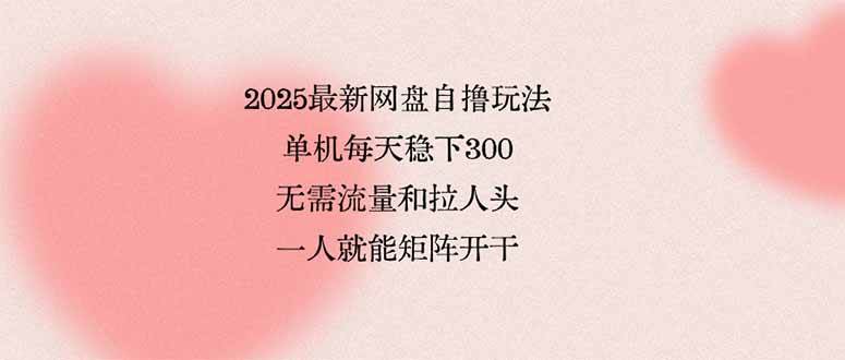 （15831期）2025最新网盘自撸玩法，单机每天稳下3张，无需流量和拉人头，一个人就…-尤课网创
