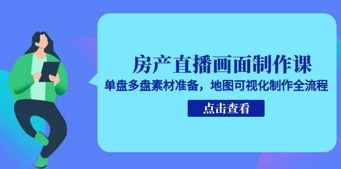 房产直播画面制作课，单盘多盘素材准备，地图可视化制作全流程-尤课网创