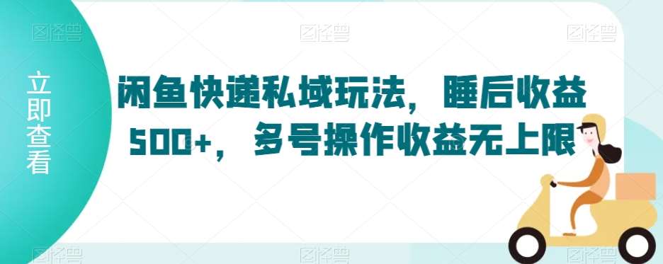 闲鱼快递私域玩法，睡后收益500+，多号操作收益无上限【揭秘】-尤课网创