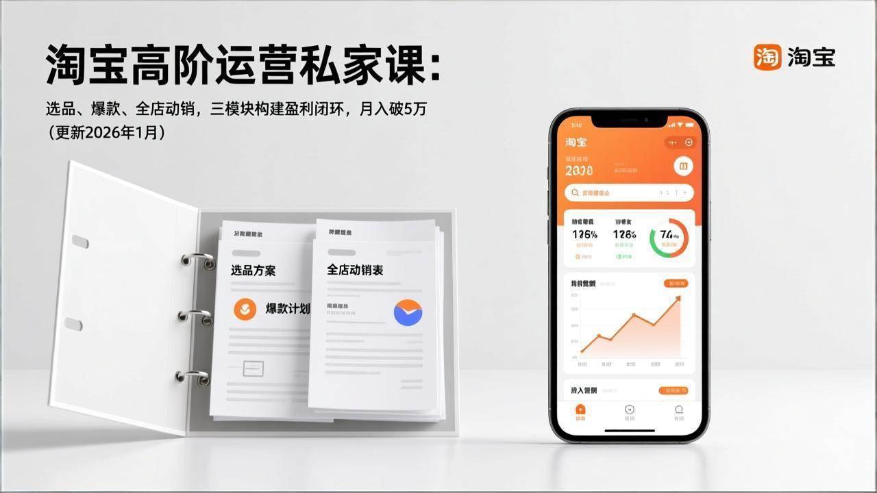 （17280期）淘宝高阶运营私家课：选品、爆款、全店动销，三模块构建盈利闭环，月入破5万（更新26年1月）-尤课网创