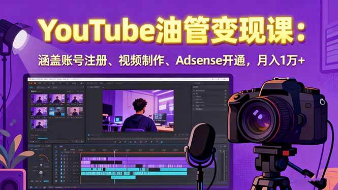 （15987期）2025YouTube油管变现课：涵盖账号注册、视频制作、Adsense开通，月入1万+-尤课网创