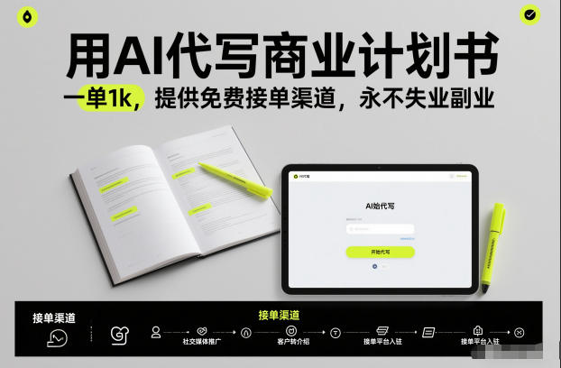 用AI代写商业计划书，一单1k，提供免费接单渠道，永不失业副业-尤课网创