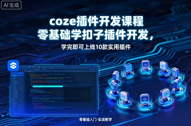 coze插件开发课程，零基础学扣子插件开发，学完即可上线10款实用插件-尤课网创