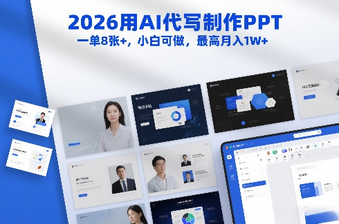 2026用AI代写制作PPT，一单8张+，小白可做，最高月入1W+-尤课网创