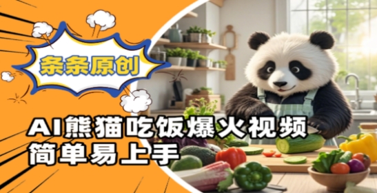 Ai熊猫吃饭爆火视频，条条原创，简单易上手-尤课网创