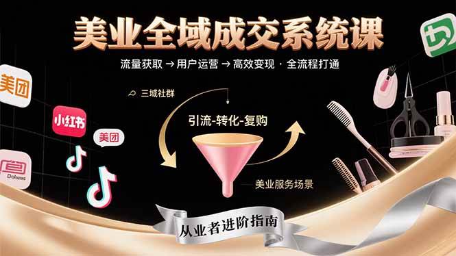 （15650期）美业全域成交系统课程：帮助美业从业者打通从流量获取到高效变现全流程-尤课网创
