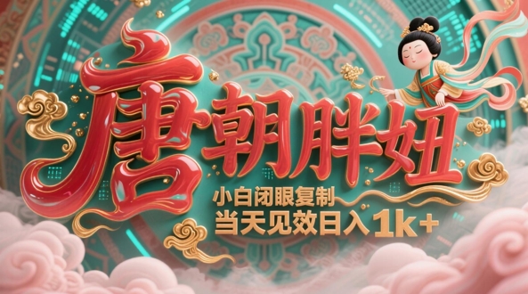 用AI克隆“唐朝胖妞”日更3条，平台疯狂推流，小白闭眼复制，当天见效，日入1k+-尤课网创
