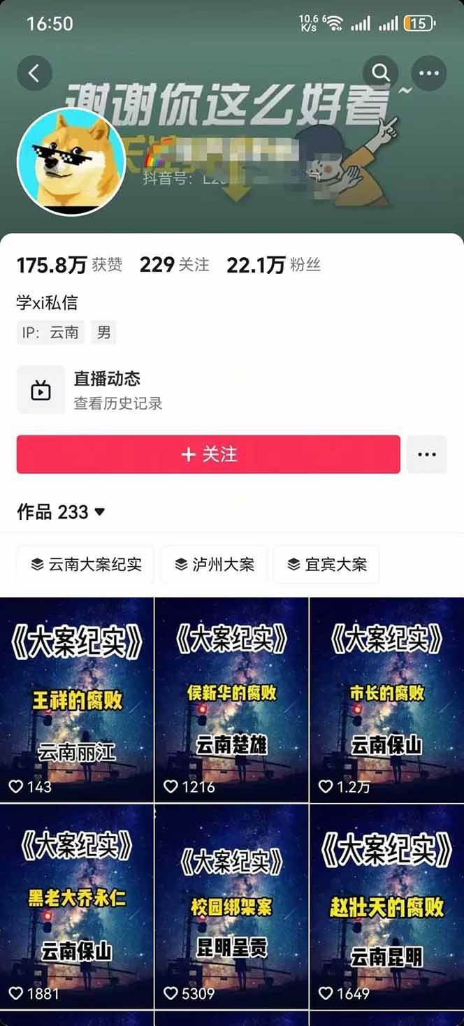 大案纪实解说短视频制作，文案生成、剪辑教学、伙伴计划，单条收益可达7-10元-尤课网创