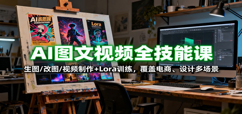 AI图文视频全技能课：生图/改图/视频制作+Lora训练，覆盖电商 、设计多场景-尤课网创