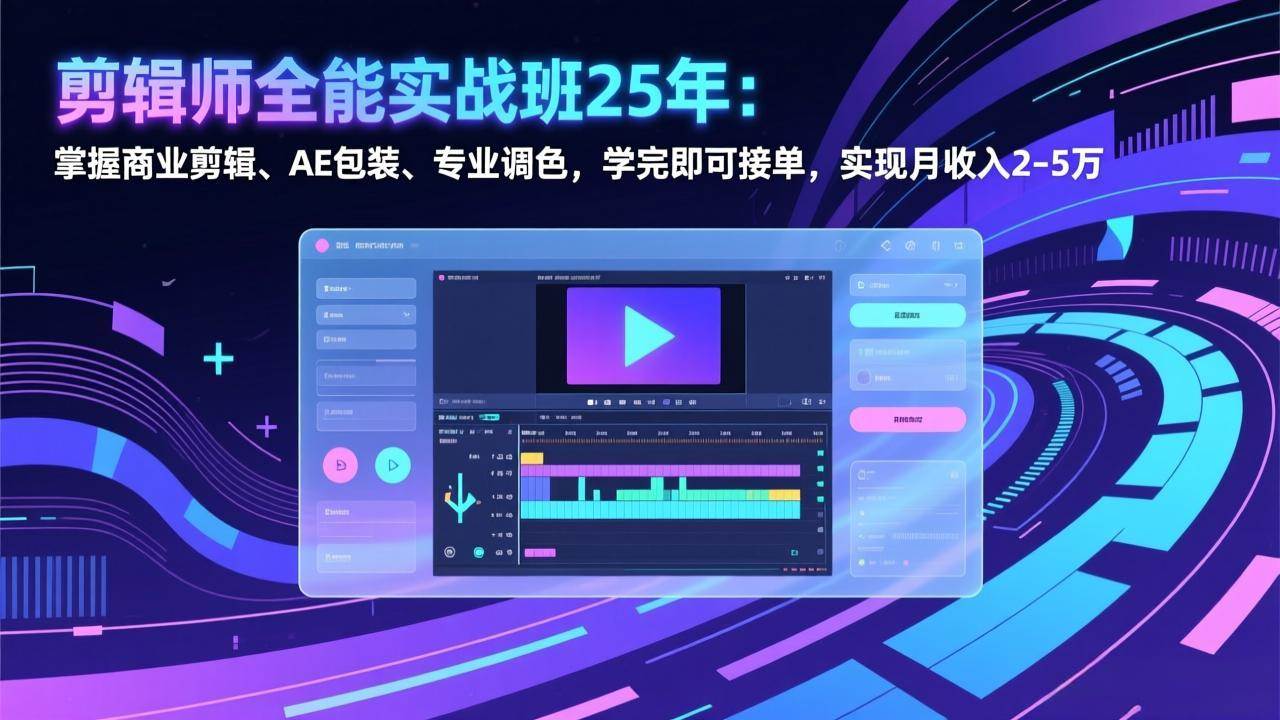 (17294期)剪辑师全能实战班25年:掌握商业剪辑、AE包装、专业调色,学完即可接单,实现月收入2-5万-尤课网创