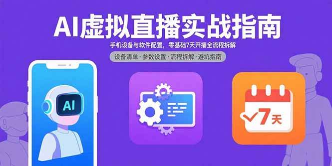 （15835期）AI虚拟直播实战指南，手机设备与软件配置，零基础7天开播全流程拆解-尤课网创