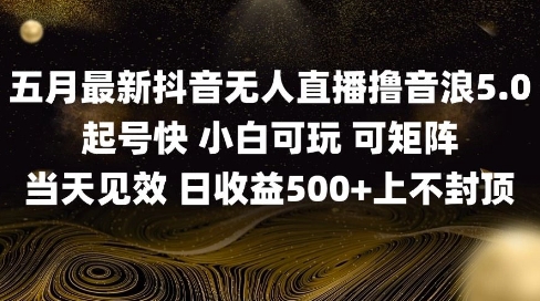 2025五月最新无人直播撸音浪单日产出5张+实操教程-尤课网创