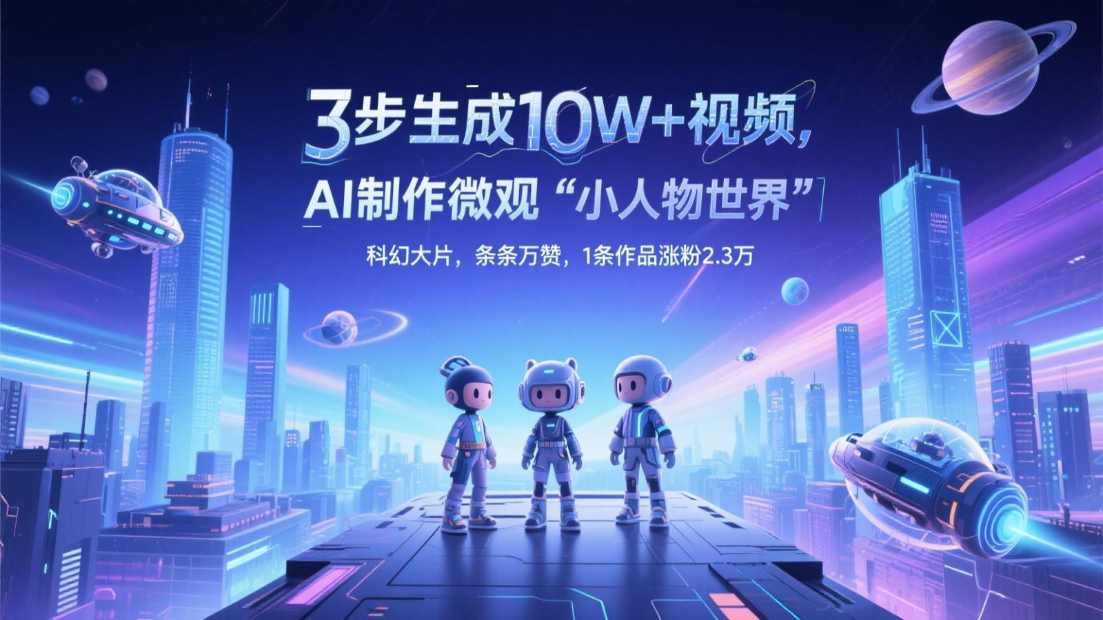 三步生成10W+视频，AI制作微观“小人物世界”科幻大片，条条万赞，1条作品涨粉2.3万-尤课网创