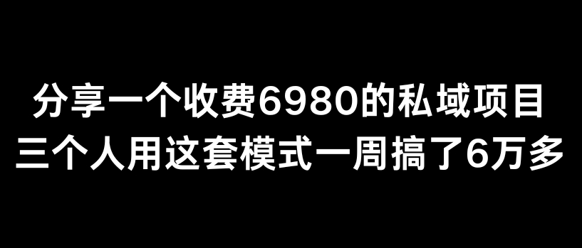 分享一个外面卖6980的私域项目三个人用这套模式一周搞了6万多【揭秘】-尤课网创