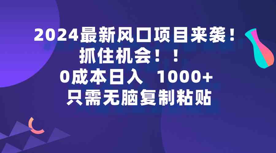 (9899期)2024最新风口项目来袭,抓住机会,0成本一部手机日入1000+,只需无脑复…-尤课网创