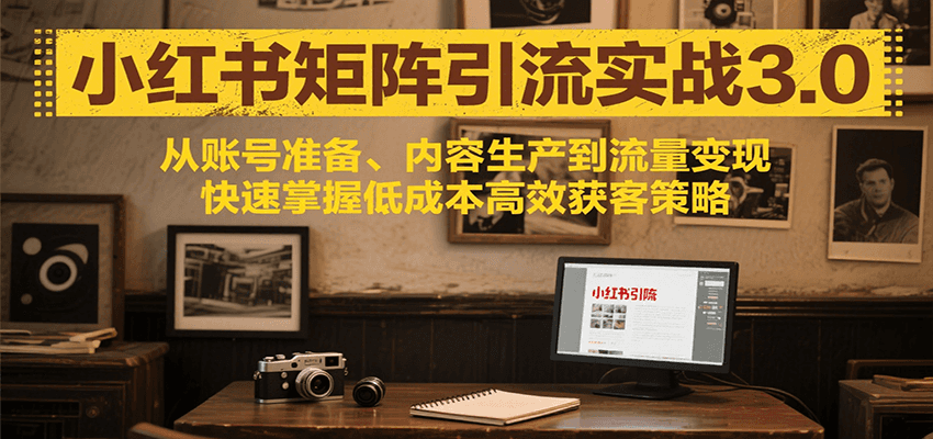 小红书矩阵引流3.0，从账号准备、内容生产到流量变现，快速掌握低成本高效获客策略-尤课网创