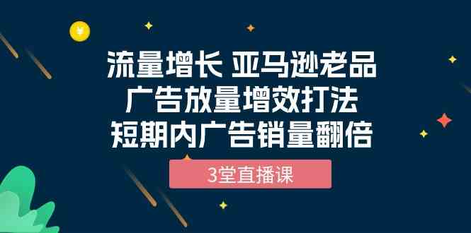 流量增长 亚马逊老品广告放量增效打法，短期内广告销量翻倍（3堂直播课）-尤课网创