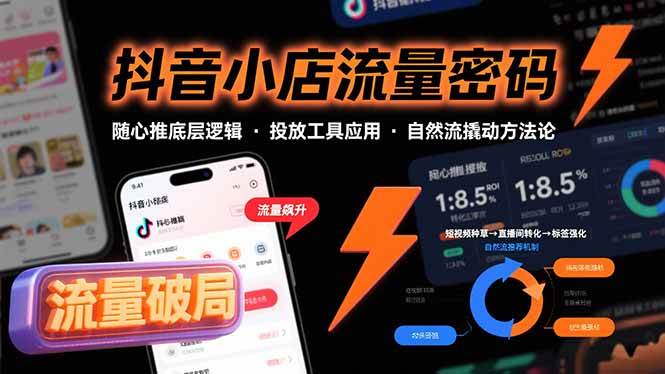（15680期）抖音小店流量密码，随心推底层逻辑，投放工具应用，自然流撬动核心方法论-尤课网创