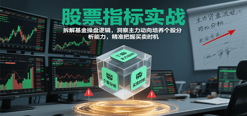 股票指标实战，拆解基金操盘逻辑，洞察主力动向培养个股分析能力，精准把握买卖时机-尤课网创