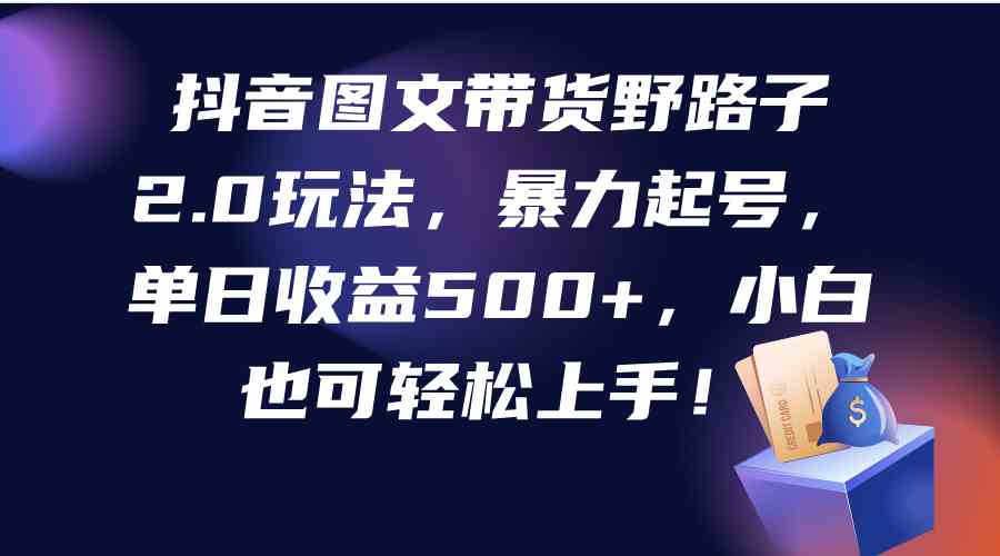 （9790期）抖音图文带货野路子2.0玩法，暴力起号，单日收益500+，小白也可轻松上手！-尤课网创