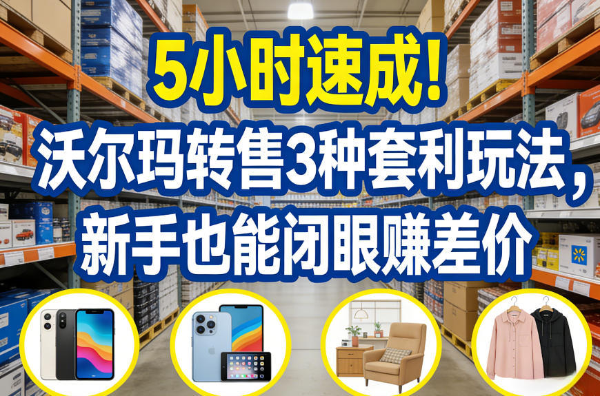 5小时速成！沃尔玛转售3种套利玩法，新手也能闭眼賺差价-尤课网创