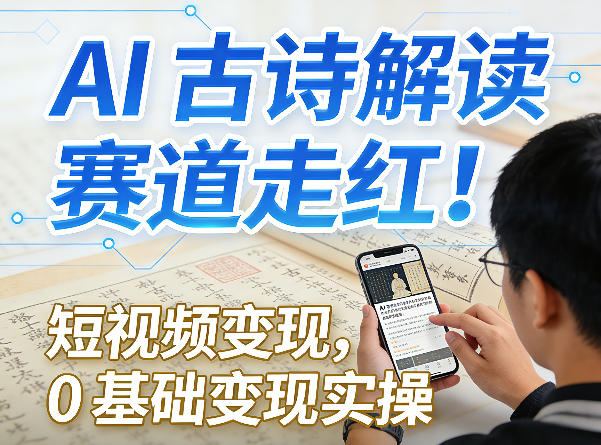 AI古诗解读赛道走红！短视频变现，0基础变现实操-尤课网创