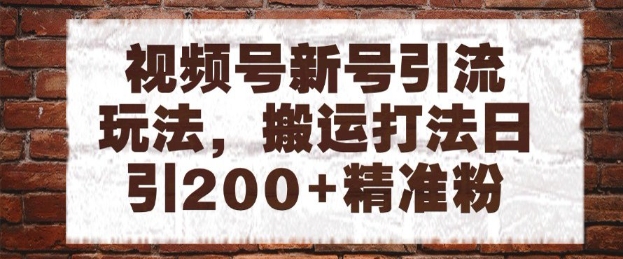 视频号新号引流玩法，搬运打法日引200+精准粉，可矩阵放大-尤课网创