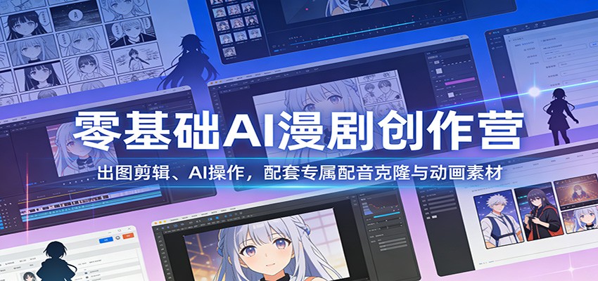 零基础AI漫剧创作营：出图剪辑、AI操作，配套专属配音克隆与动画素材-尤课网创