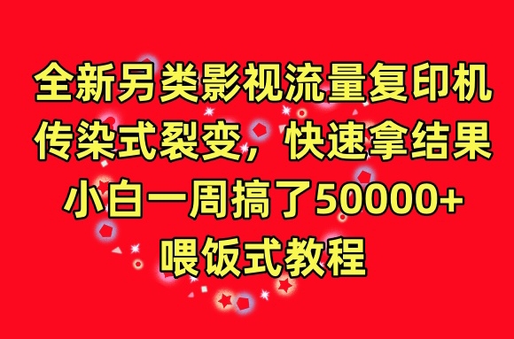 全新另类影视流量复印机，传染式裂变，快速拿结果，小白一周搞了50000+，喂饭式教程-尤课网创