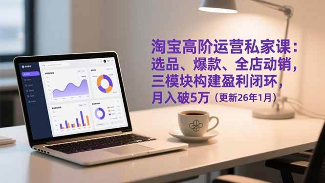 （17016期）淘宝高阶运营私家课：选品、爆款、全店动销，三模块构建盈利闭环，月入破5万（更新26年1月）-尤课网创
