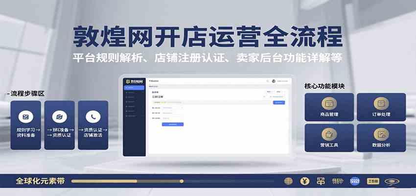 敦煌网开店运营全流程：平台规则解析、店铺注册认证、卖家后台功能详解等-尤课网创