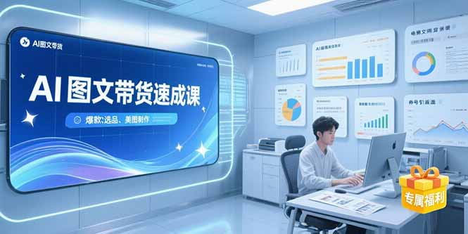 AI图文带货速成课，养号引流秘籍，爆款选品策略，美图制作全流程-尤课网创