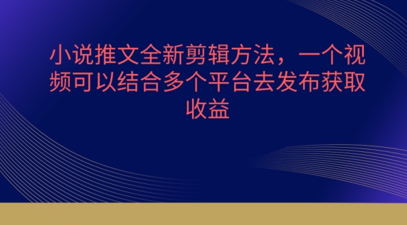 小说推文全新剪辑方法，一个视频可以结合多个平台去发布获取-尤课网创