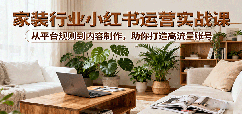小红书家装行业运营实战课：从平台规则到内容制作，助你打造高流量账号-尤课网创