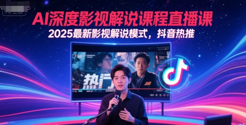 AI深度影视解说课程直播课,2025最新影视解说模式,抖音热推-尤课网创