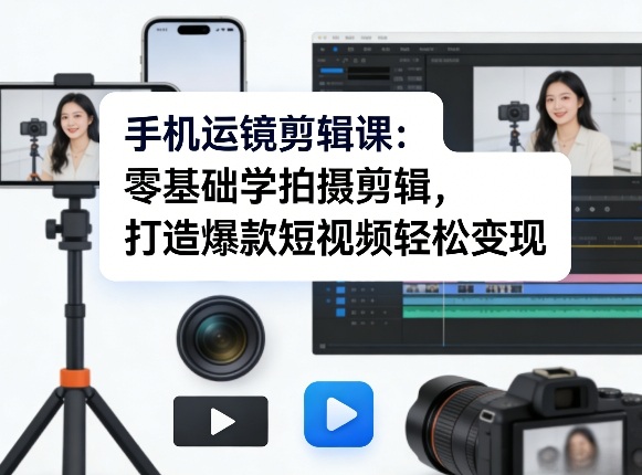 手机运镜剪辑课：零基础学拍摄剪辑，打造爆款短视频轻松变现-尤课网创