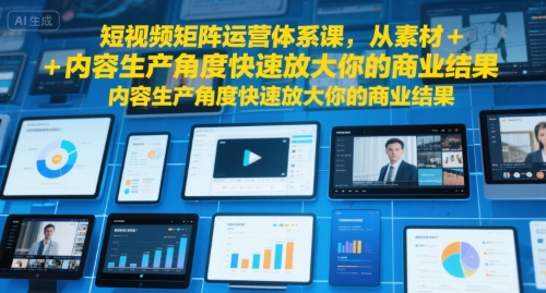 短视频矩阵运营体系课，从素材+内容生产角度快速放大你的商业结果-尤课网创