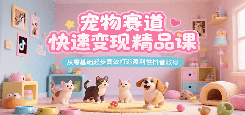 宠物赛道快速变现精品课，从零基础起步高效打造盈利性抖音账号-尤课网创