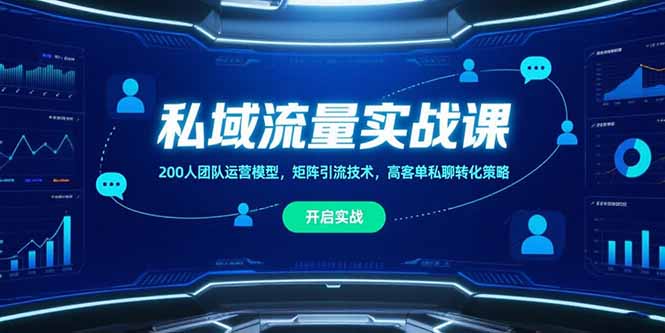 私域流量实战课，200人团队运营模型，矩阵引流技术，高客单私聊转化策略-尤课网创